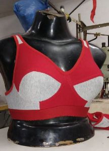 Dollar Red & Grey Lycra Hosiery Bra