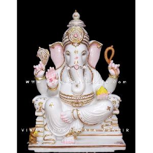 Marble Ganesh ji Sitting on Lotus