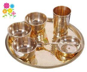 Brass Round Thali Set