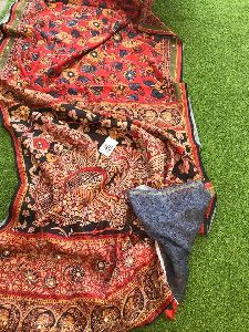 kantha embroidery allover Chanderi silk digital printed sarees