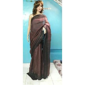 Brown Linen Saree