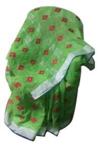 Printed Green Linen Sarees