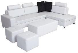 Bharat Lifestyle Orchid Leatherette Sectional Sofa Set (Finish Color - White)