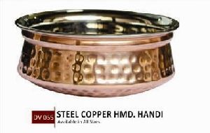 steel copper hammered handi