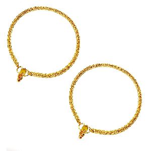 Ankur brilliant gold plated simple anklet for women