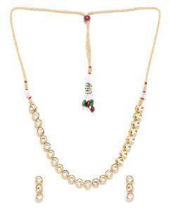 Ankur delicate gold plated single strand kundan necklace set for women