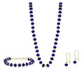 Ankur excellet gold plated blue pearl necklace set with bracelet for women