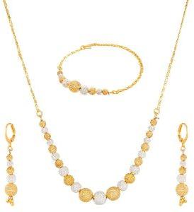 Ankur gleaming two tone ball beads combo necklace set for women