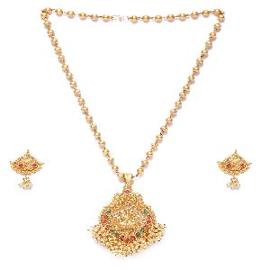 Ankur gorgeous laxmi temple gold plated necklace set for women