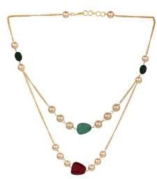 Ankur graceful gold plated unshaped colour beads double layer necklace for women