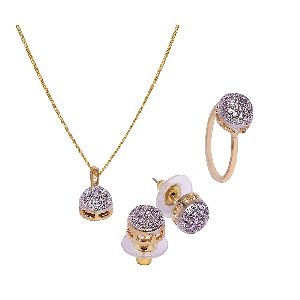Ankur pleasing gold plated american diamond combo pendant set for women