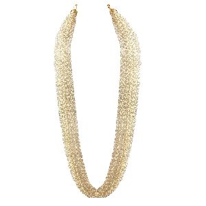 Ankur ritzy gold plated golden white pearl beads long layer necklace for women