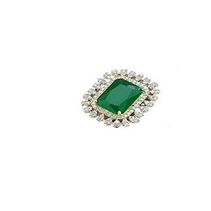 Ankur traditional rhodium plated green american diamond ring for women