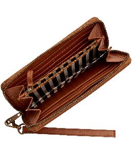 Zip up leather wallet clutches