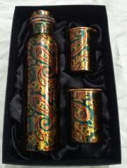 Copper Printed Bottle with 2 Tumbler Gift Set