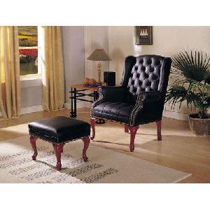 Leather Sofa Chair with Stool