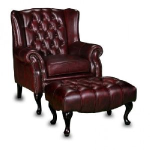 Leather Wing Chair With Ottoman