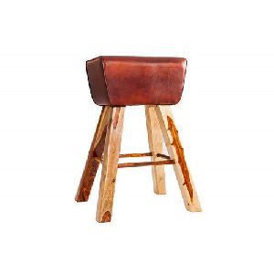 Leather Wooden Stool