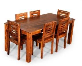 six seated wooden dining set