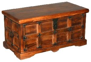 solid wood antique trunk with brass fitted
