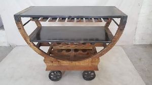 solid wood bar trolley