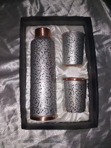 Stainless Steel Copper Bottle & Glass Set