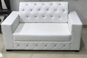 White Two Seater Rexine Sofa