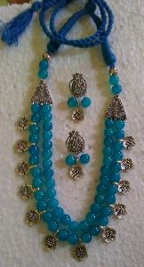 oxidized jewelry Sky Glass Beads Artificial Necklace set.