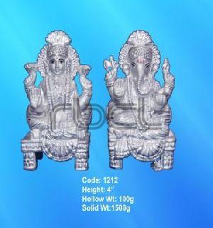 1212 Sterling Silver Laxmi Ganesh Statue