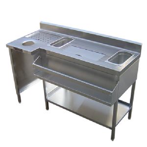 Stainless Steel Cocktail Bar Station with Ice Bucket