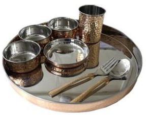 8 Piece Copper Steel Thali Set