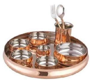 9 Piece Copper Steel Thali Set