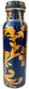 Copper Blue & Yellow Leaf Design Bottle