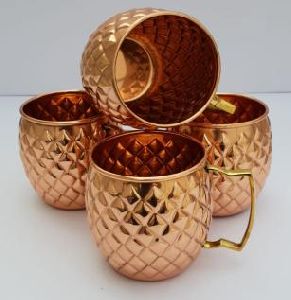 Copper Diamond Design Mule Mug with Brass Handle