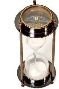 Antique Brass Nautical Compass Hourglass