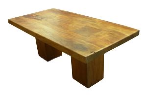 live edge table with wooden leg