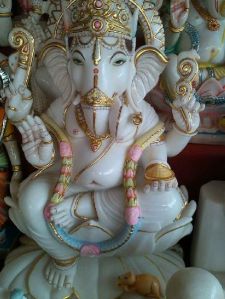 2.5 Feet White Marble Ganesh Statue