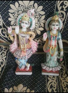 2 Feet White Marble Radha Krishna Statue