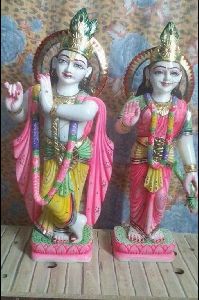 3 Feet White Marble Radha Krishna Statue