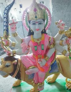 4 Feet White Marble Durga Maa Statue