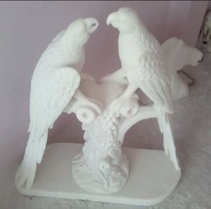 White Stone Parrot Statue