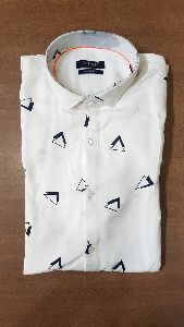 Men's White Printed Shirt