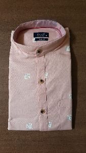Pink Chinese Collar Shirt
