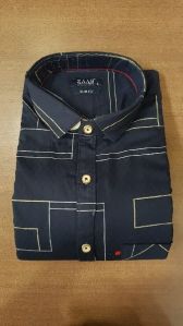 Printed Dark Blue Shirt