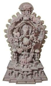 5 Feet Pink Stone Ganesha Khanja Statue