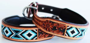 Leather Beaded Dog Collar