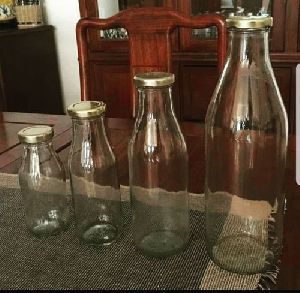 glass milk bottle set