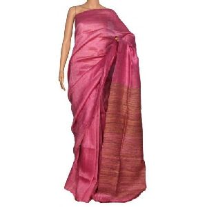 Plain Tussar Silk Saree