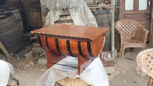 wooden barrel coffee table