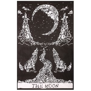 Crying Wolf of the Moon Cotton Wall Hanging Tapestry